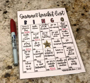 Summer Bucket List- BINGO