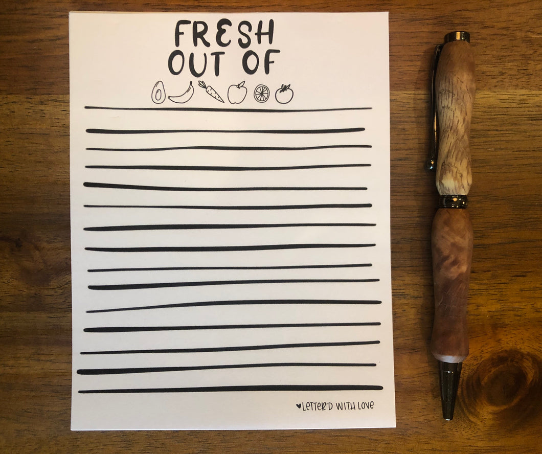 “Fresh Out Of” Grocery Notepad